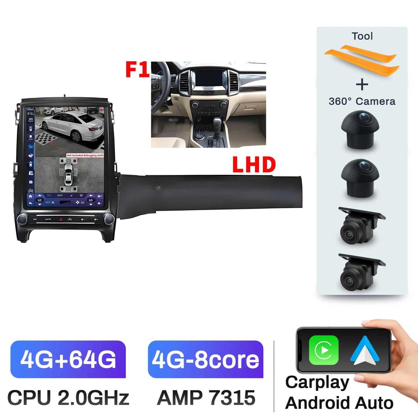 12.1" Android 14 Head Unit for Ranger/Everest 2016-2021