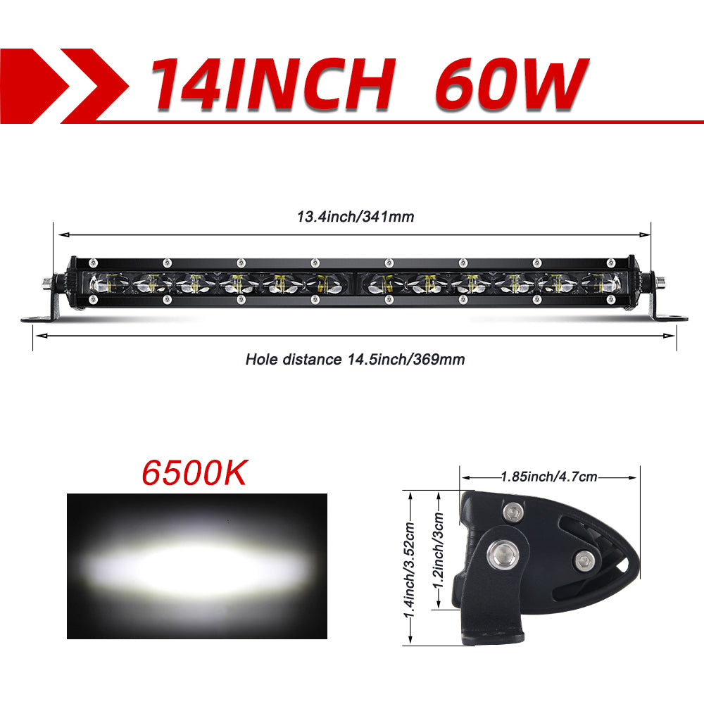 Ultra Slim Single Row LED Light Bar - 8" / 14" / 20"