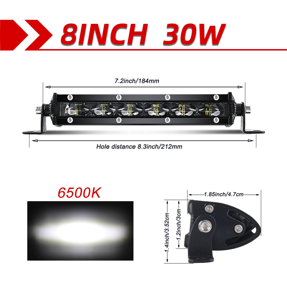 Ultra Slim Single Row LED Light Bar - 8" / 14" / 20"