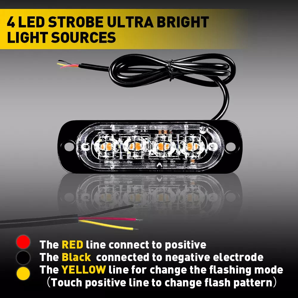 Amber LED Strobe Grille Light - 12 x 4 LED