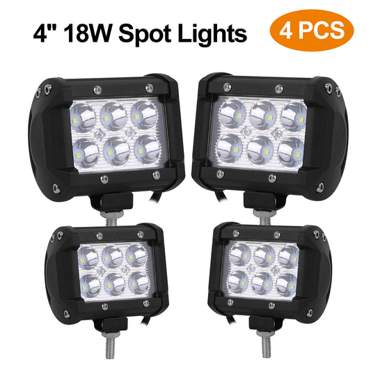 LED Driving Light Pods - 4" 18W, Pack of 4