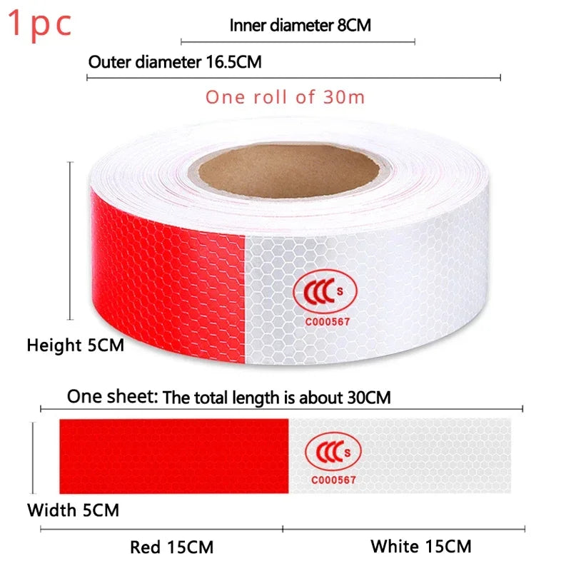 Reflective Warning Tape - Red/White