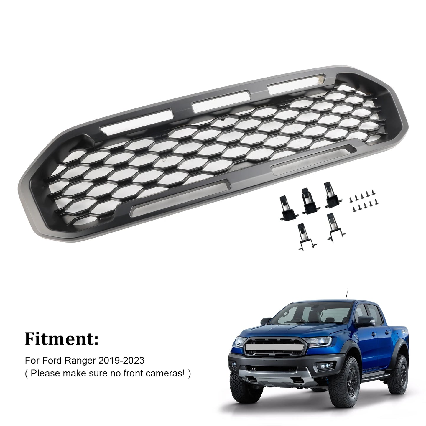 Ford Ranger Front Grille, Black, 2019-2023