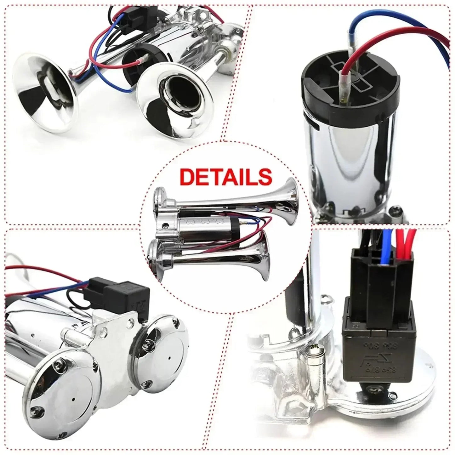 Dual Trumpet Air Horn Kit 12V-24V