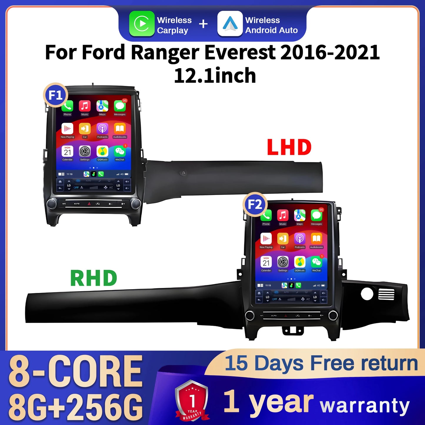 12.1" Android 14 Head Unit for Ranger/Everest 2016-2021