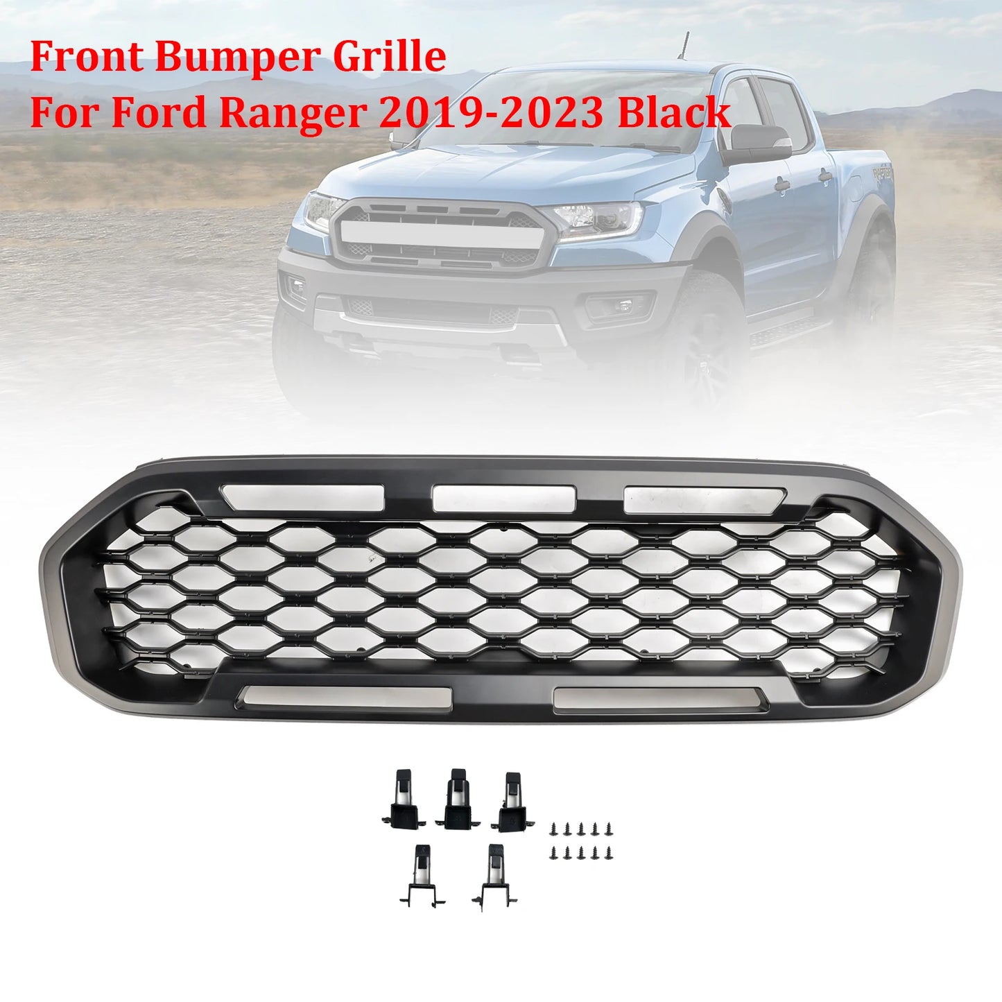 Ford Ranger Front Grille, Black, 2019-2023