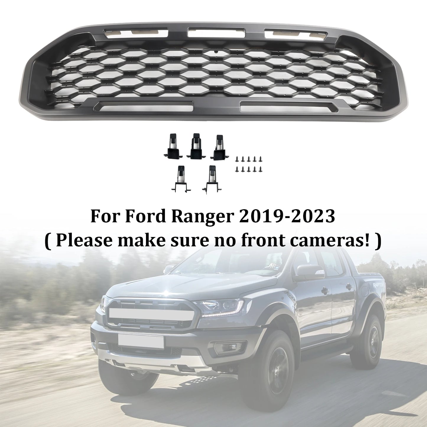 Ford Ranger Front Grille, Black, 2019-2023