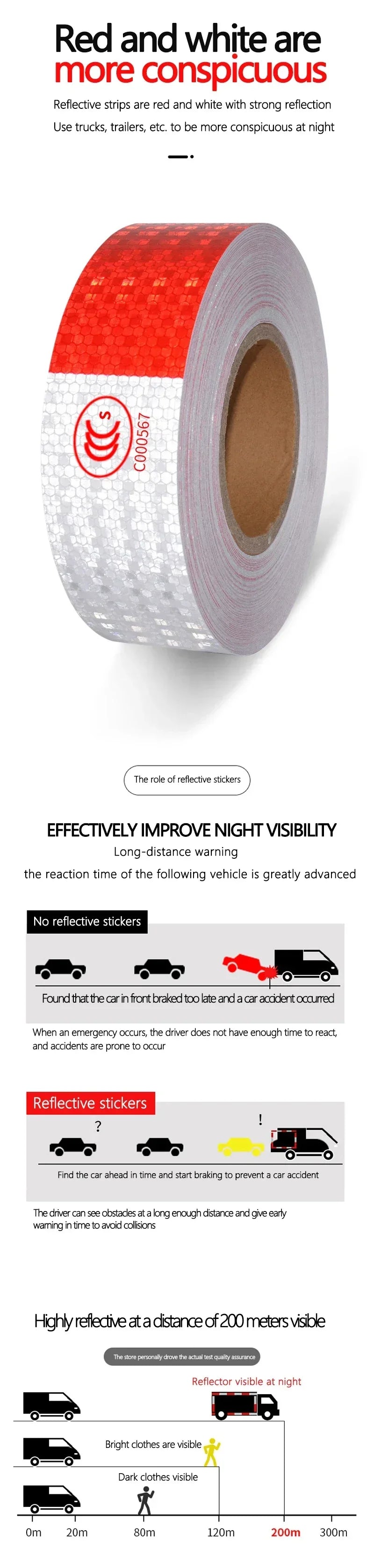Reflective Warning Tape - Red/White