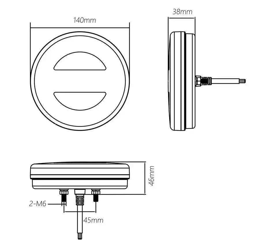 Round LED Tail Light 12V-24V