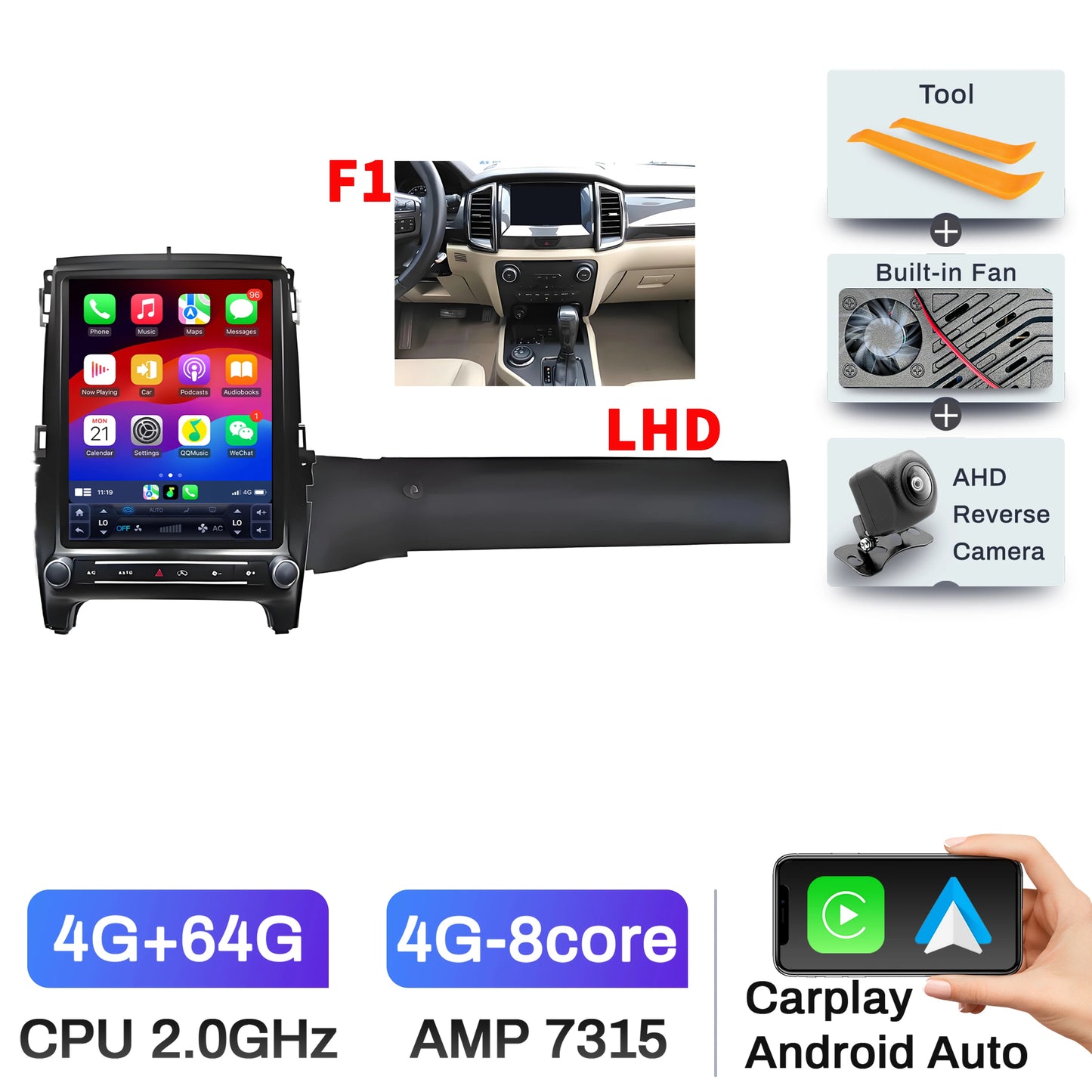 12.1" Android 14 Head Unit for Ranger/Everest 2016-2021