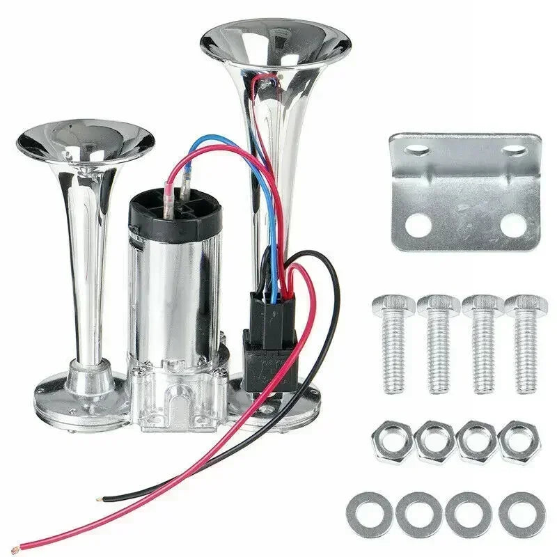 Dual Trumpet Air Horn Kit 12V-24V