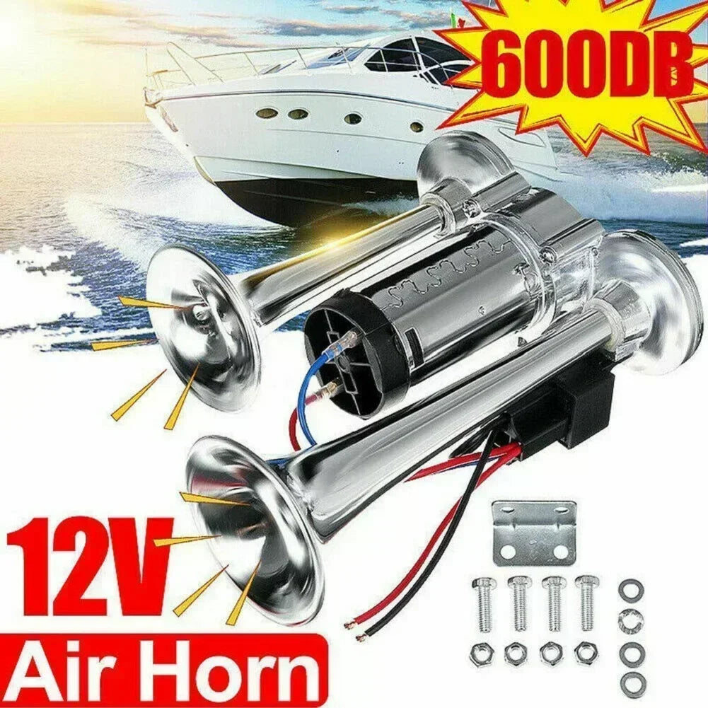 Dual Trumpet Air Horn Kit 12V-24V