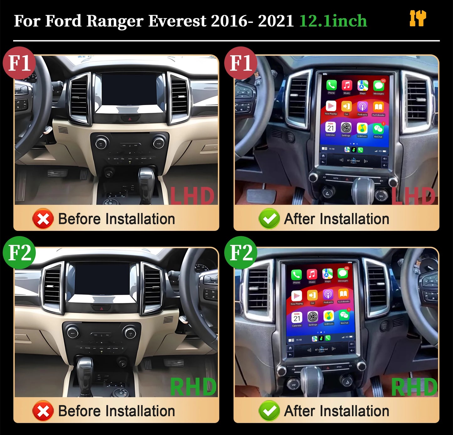 12.1" Android 14 Head Unit for Ranger/Everest 2016-2021