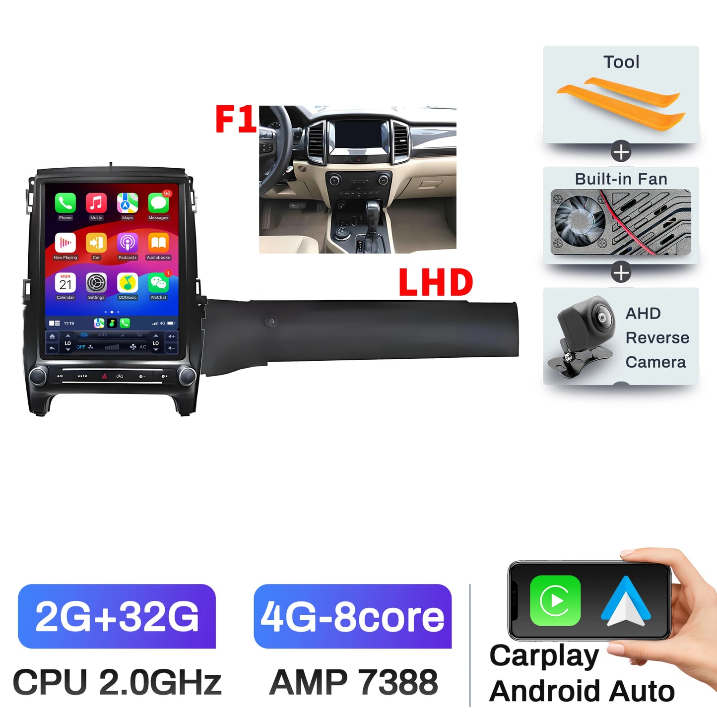 12.1" Android 14 Head Unit for Ranger/Everest 2016-2021