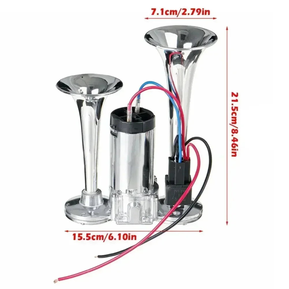 Dual Trumpet Air Horn Kit 12V-24V