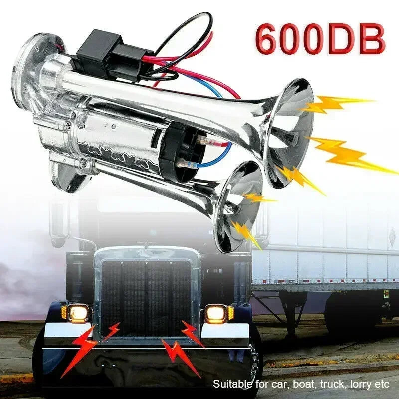 Dual Trumpet Air Horn Kit 12V-24V