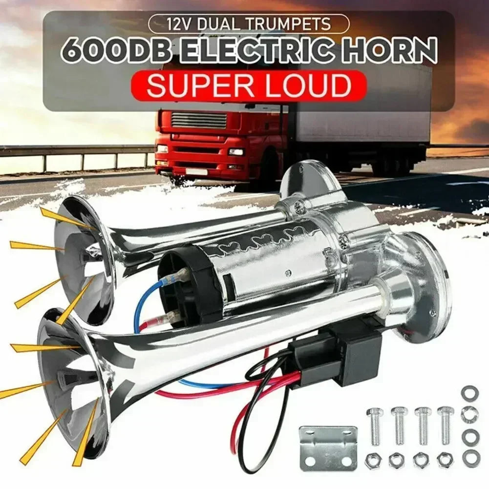 Dual Trumpet Air Horn Kit 12V-24V
