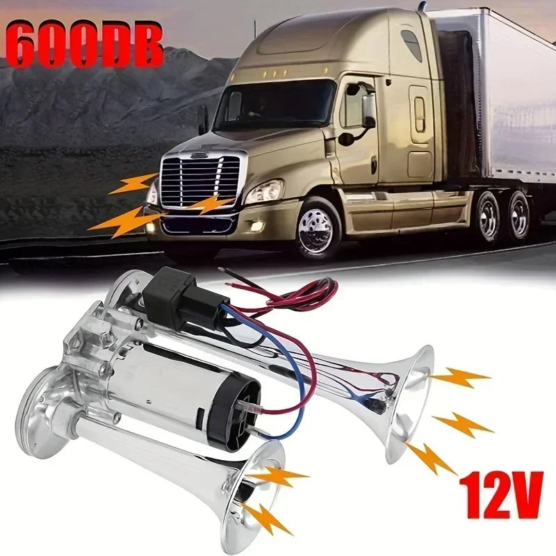 Dual Trumpet Air Horn Kit 12V-24V