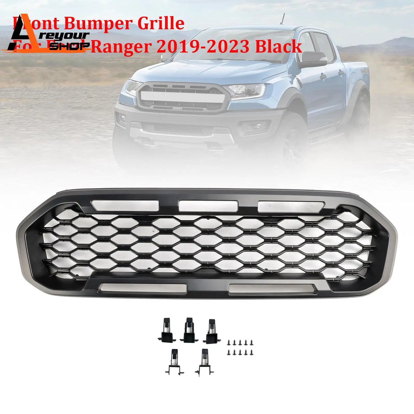 Ford Ranger 2019-2023 Front Grille, Black