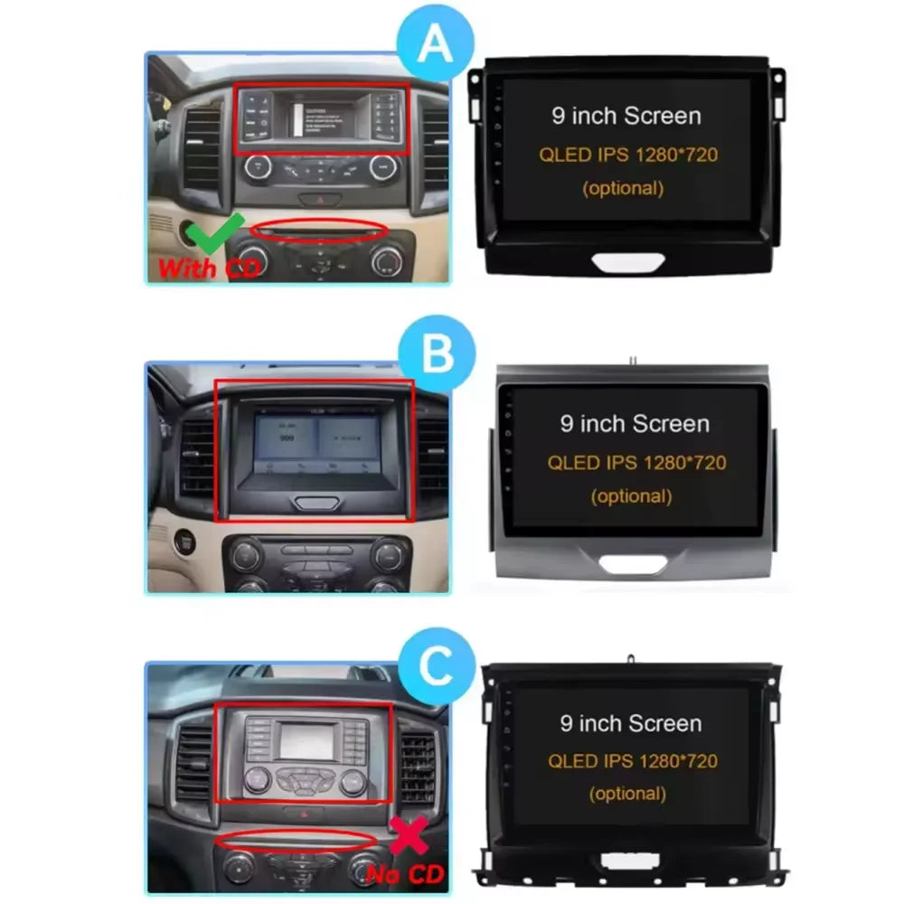 Ford Ranger 2015-2022 Android 15 Head Unit, QLED, CarPlay