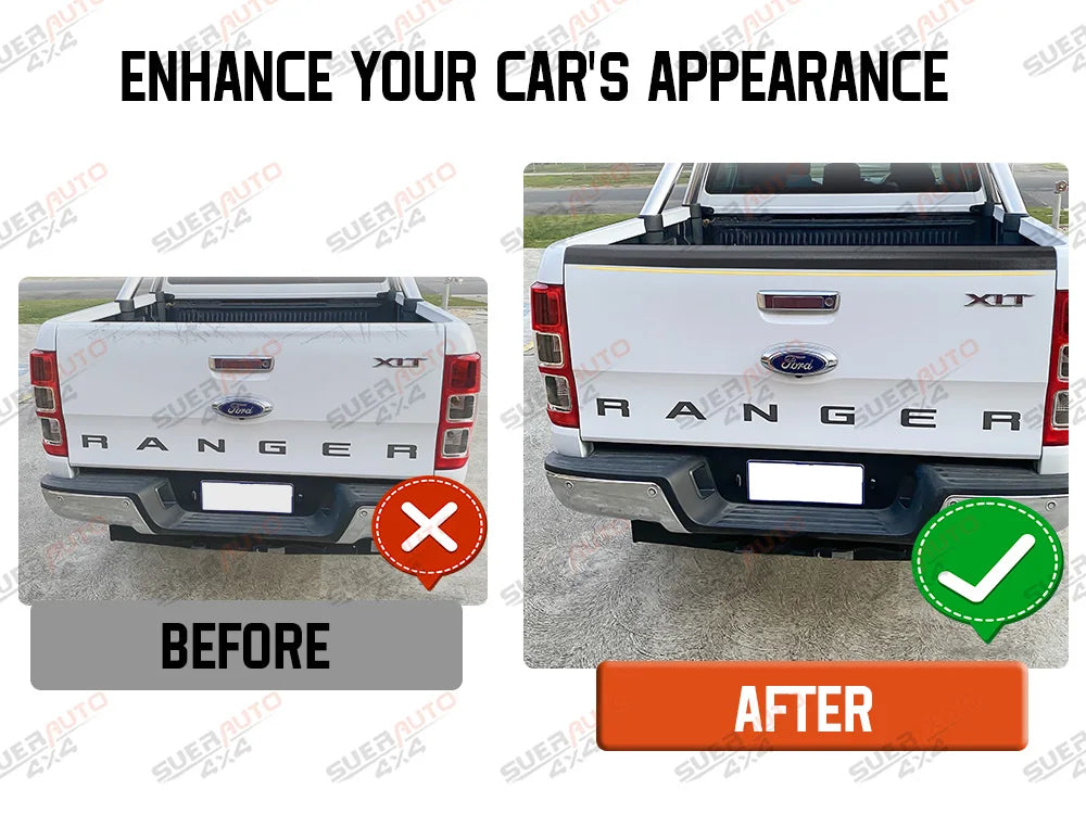 Ford Ranger Tailgate Cover Trim, Matte Black