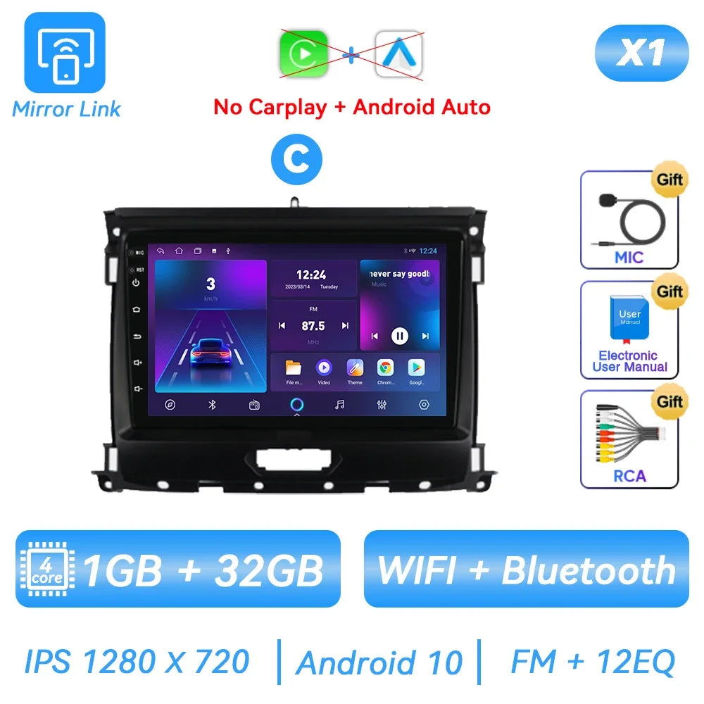 Ford Ranger/Everest 2015-2020 Android Car Stereo, 9" GPS, CarPlay