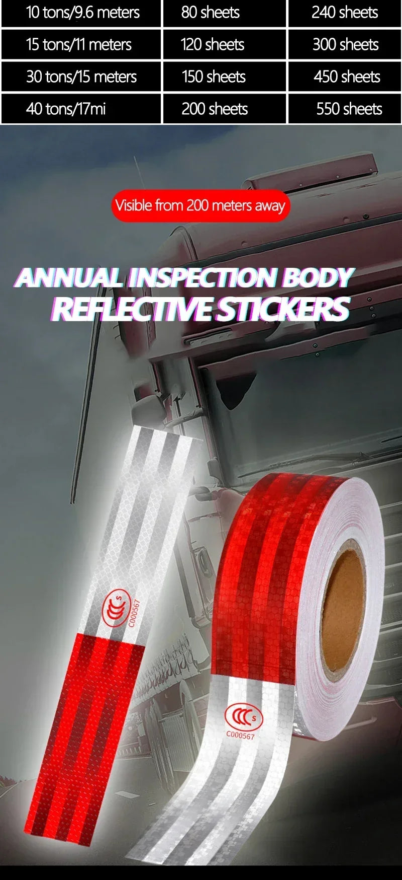Reflective Warning Tape - Red/White