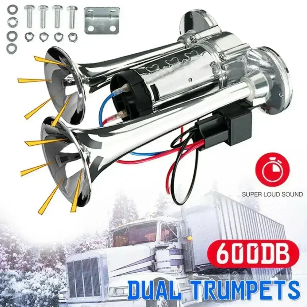 Dual Trumpet Air Horn Kit 12V-24V
