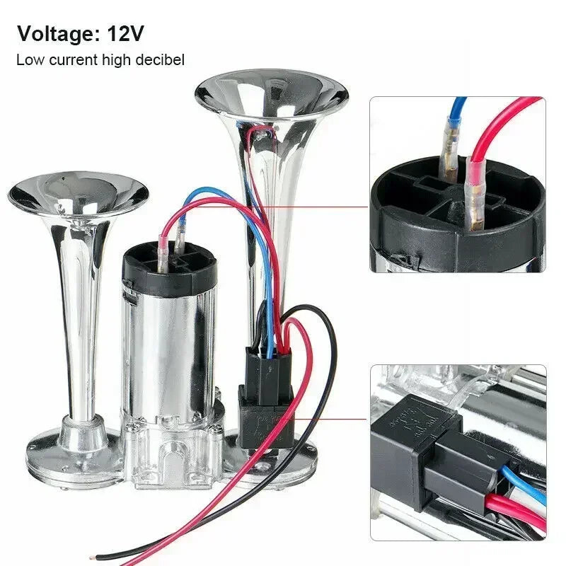 Dual Trumpet Air Horn Kit 12V-24V
