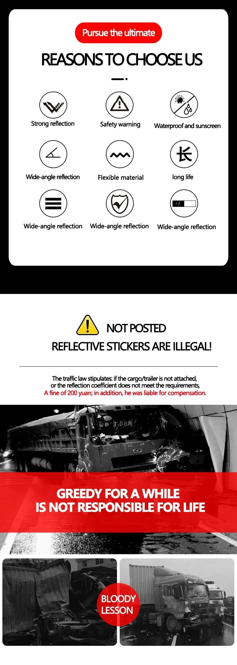 Reflective Warning Tape - Red/White