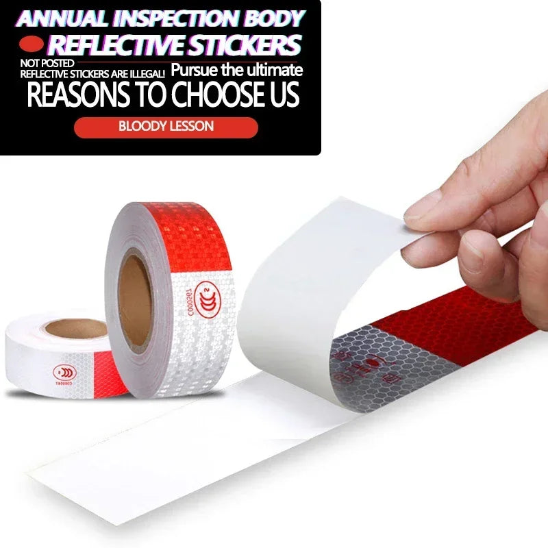 Reflective Warning Tape - Red/White