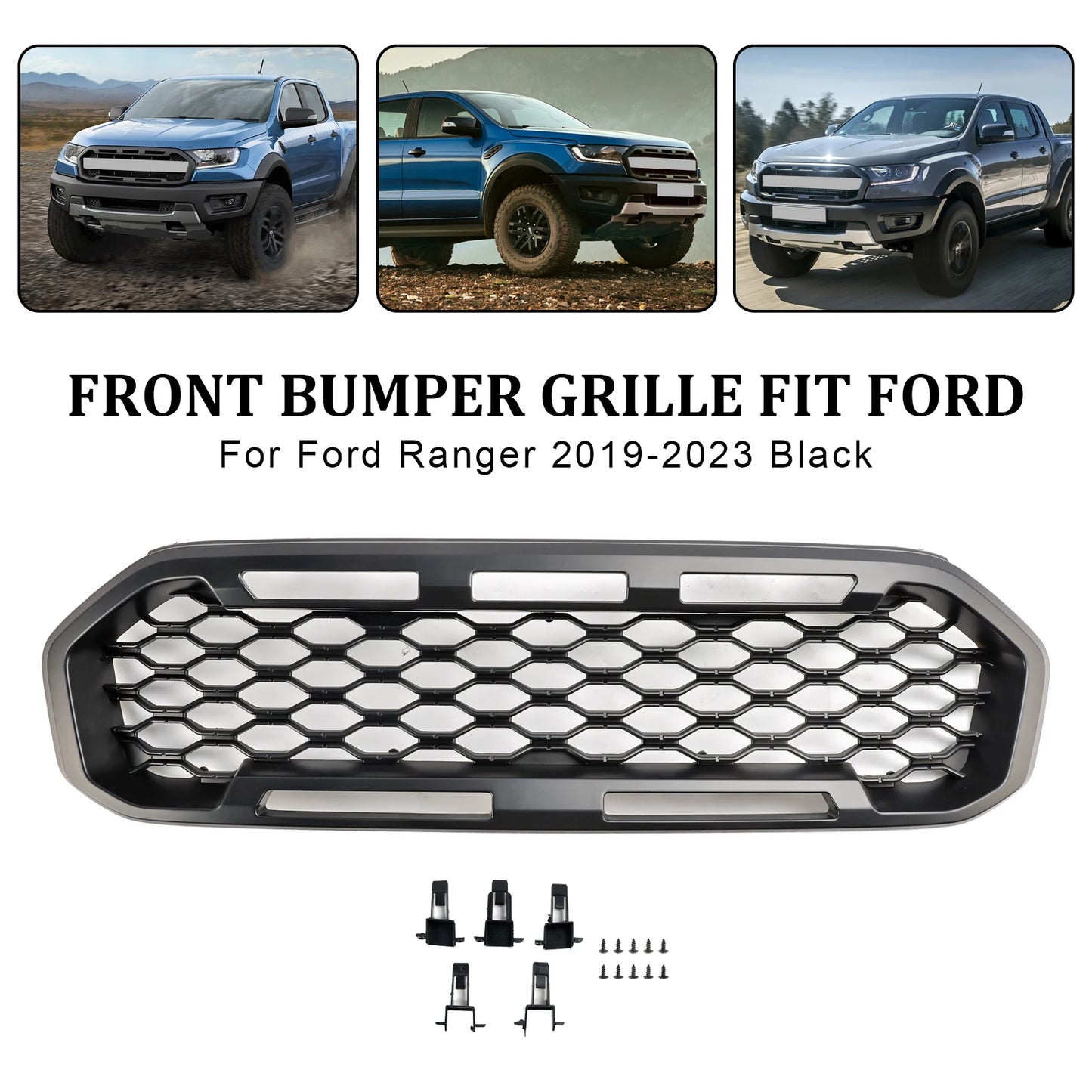 Ford Ranger Front Grille, Black, 2019-2023