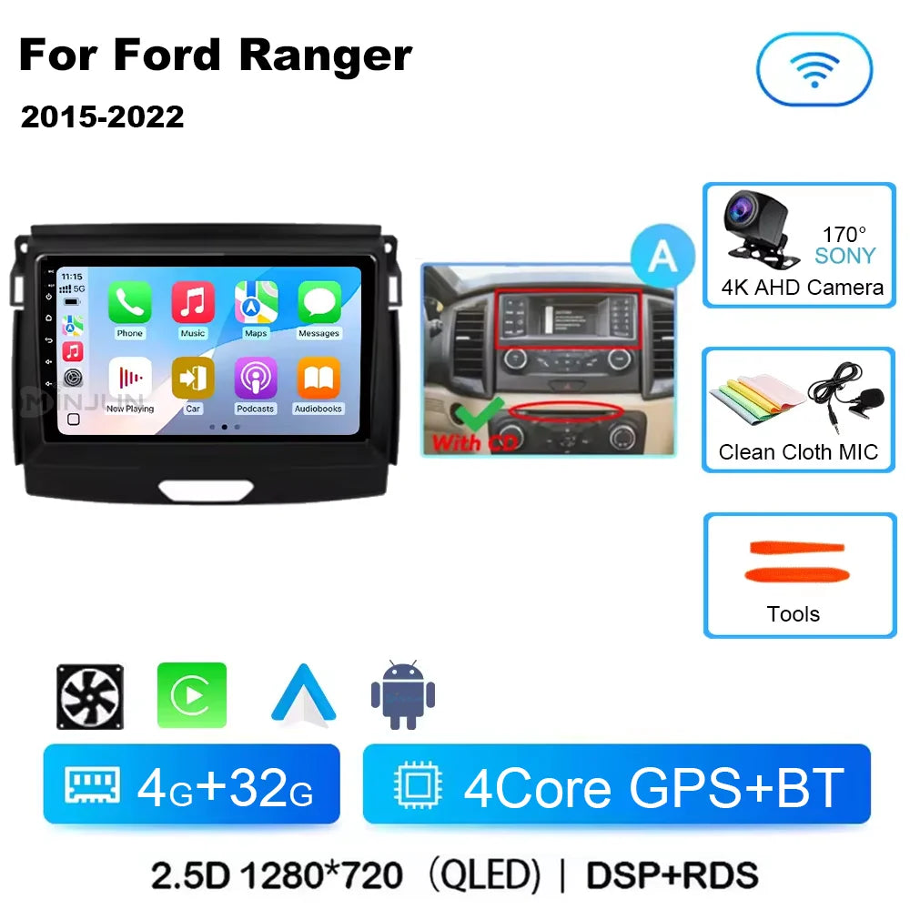 Ford Ranger 2015-2022 Android 15 Head Unit, QLED, CarPlay