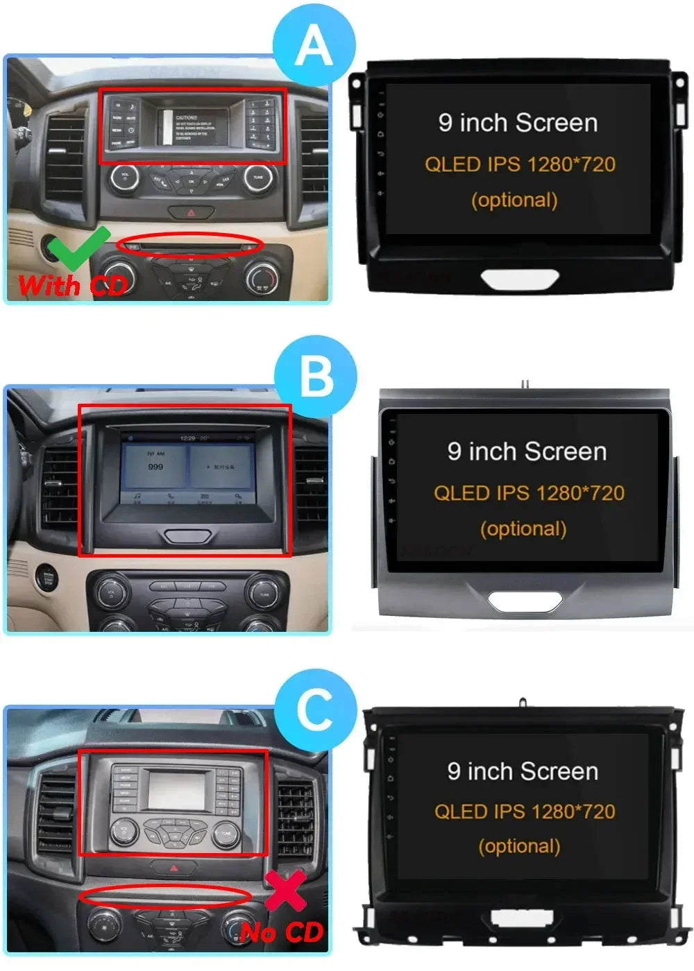 Ford Ranger/Everest 2015-2020 Android Head Unit, CarPlay, GPS