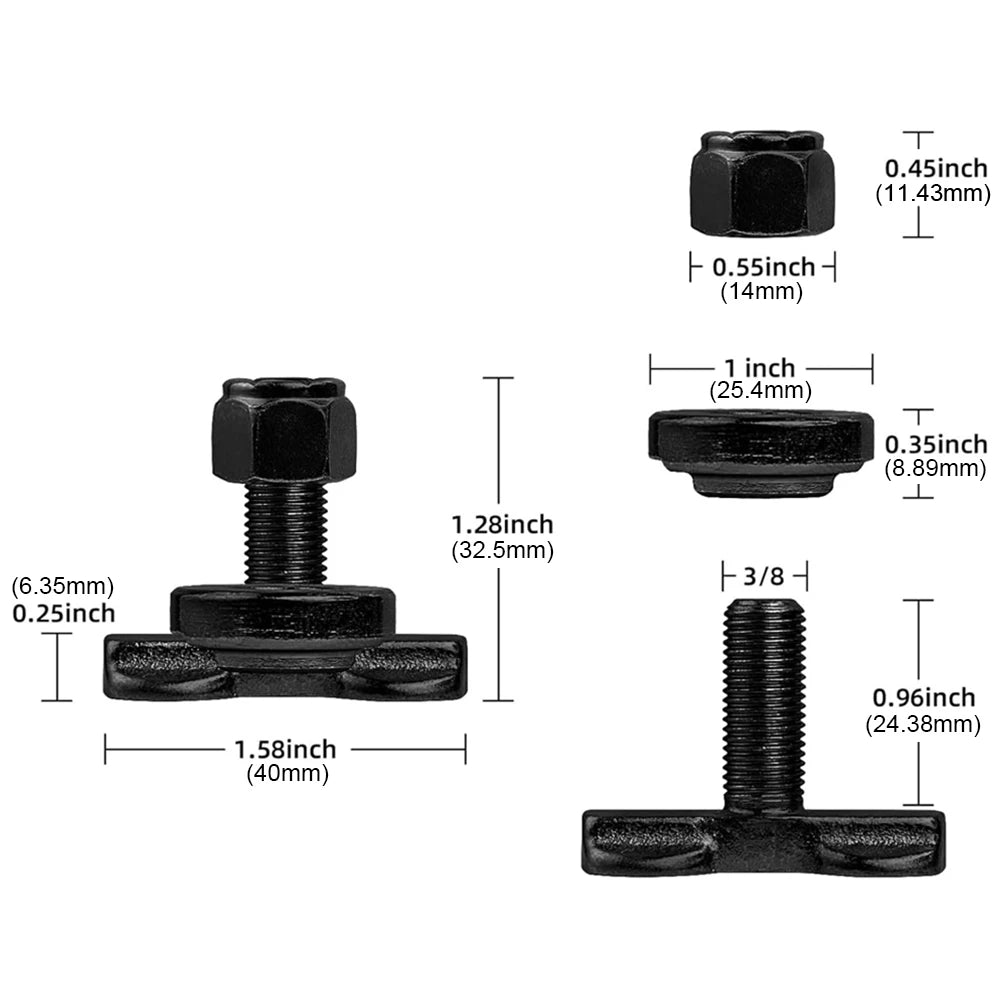 8 Pack L-Track Double Lug Stud Nuts, Steel, 6000 lb