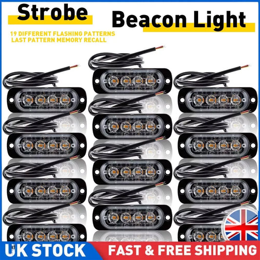 Amber LED Strobe Grille Light - 12 x 4 LED