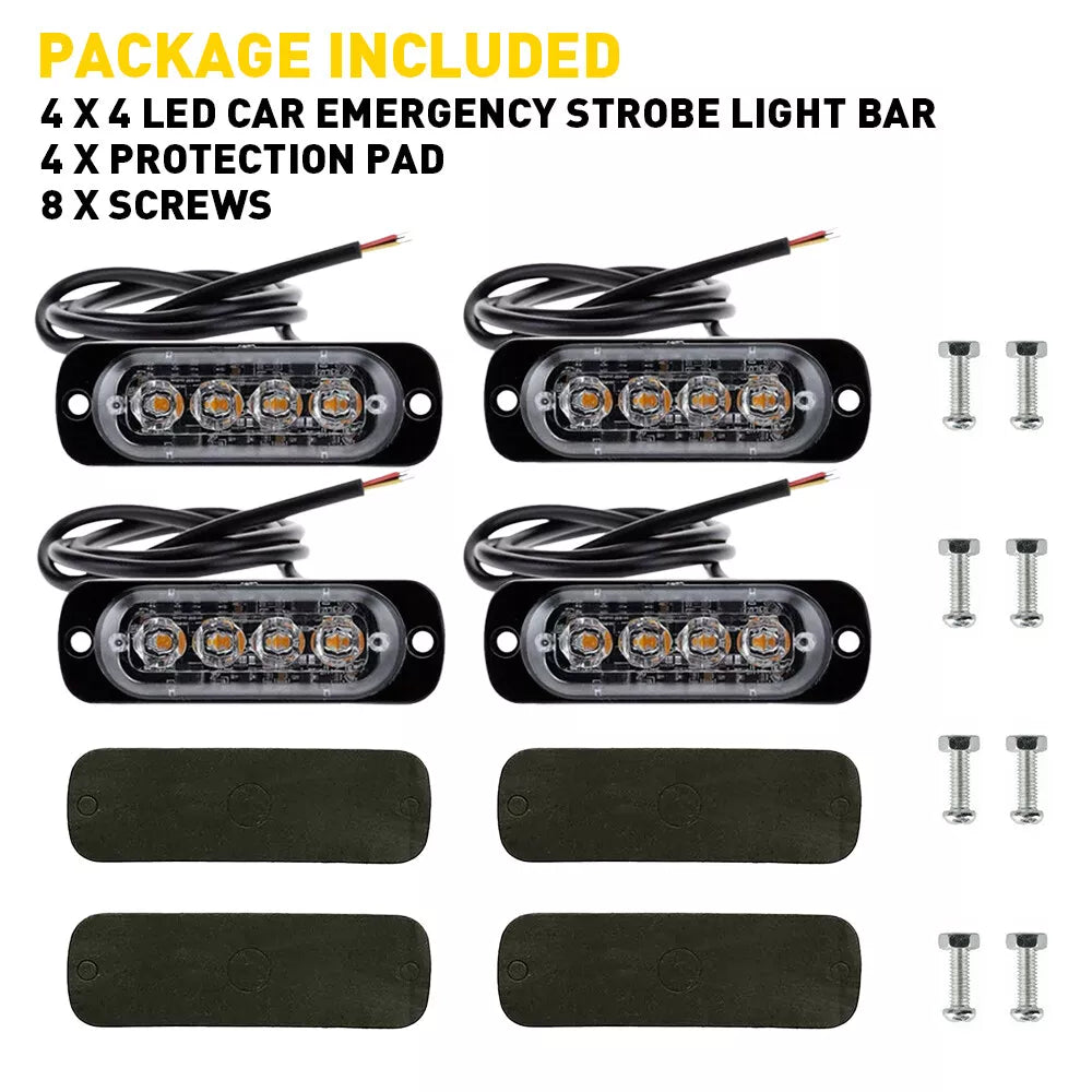 Amber LED Strobe Grille Light - 12 x 4 LED